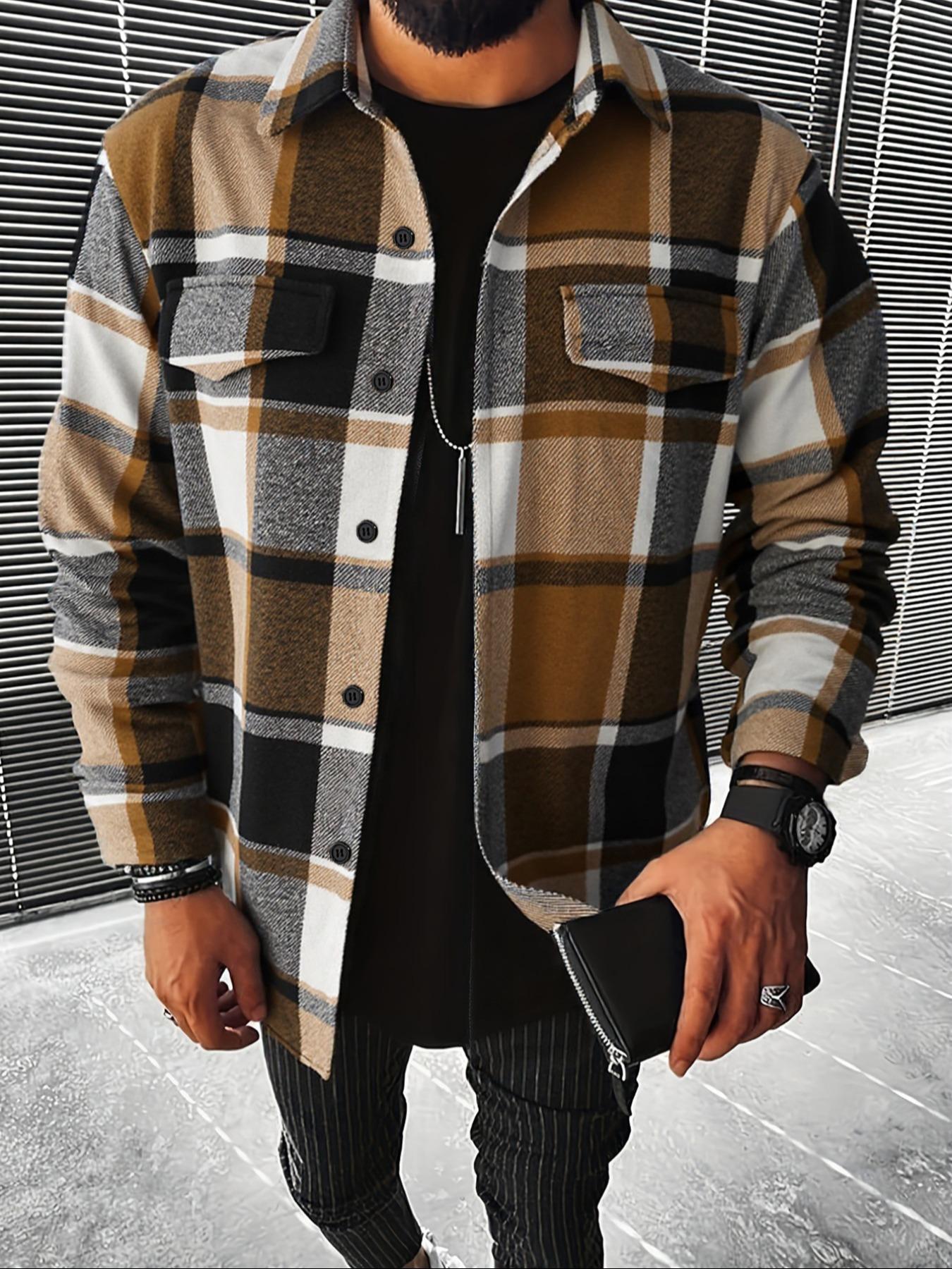 Retro Plaid Shirt Men Casual E - đánh giá và giá Flannel Shirt Lined