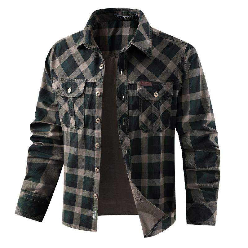 Men Plaid Casual Shirts Male M - đánh giá và giá Flannel Shirt Lined